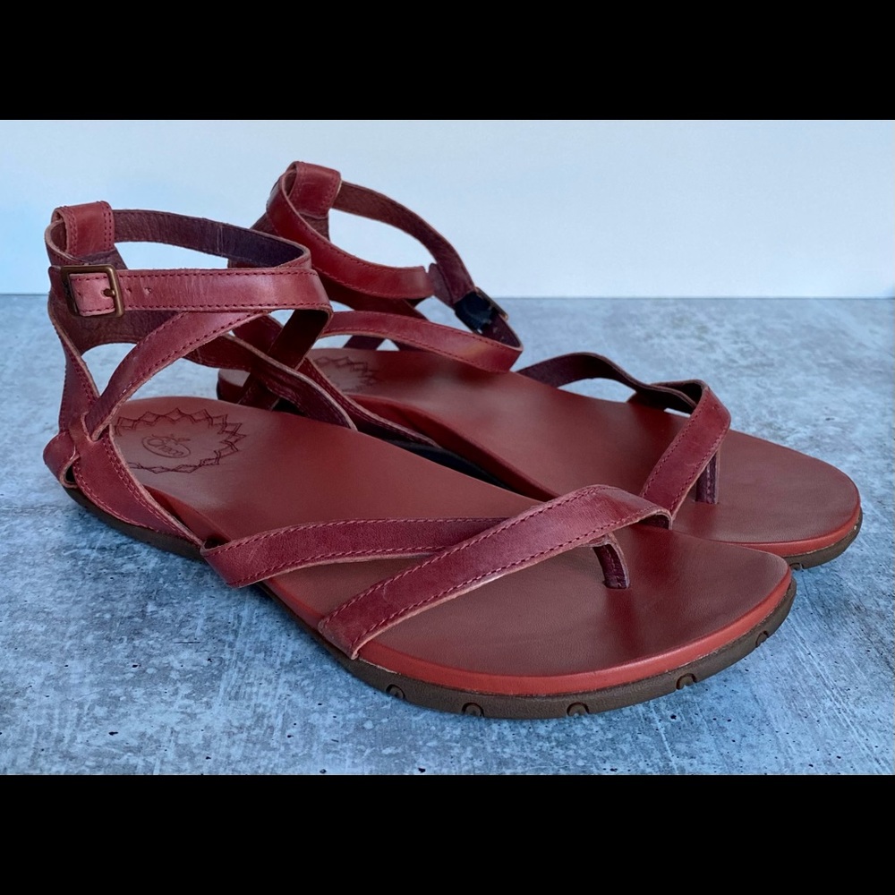 Chaco Juniper Spice Red Leather Ankle Strap Sandal size 9.5